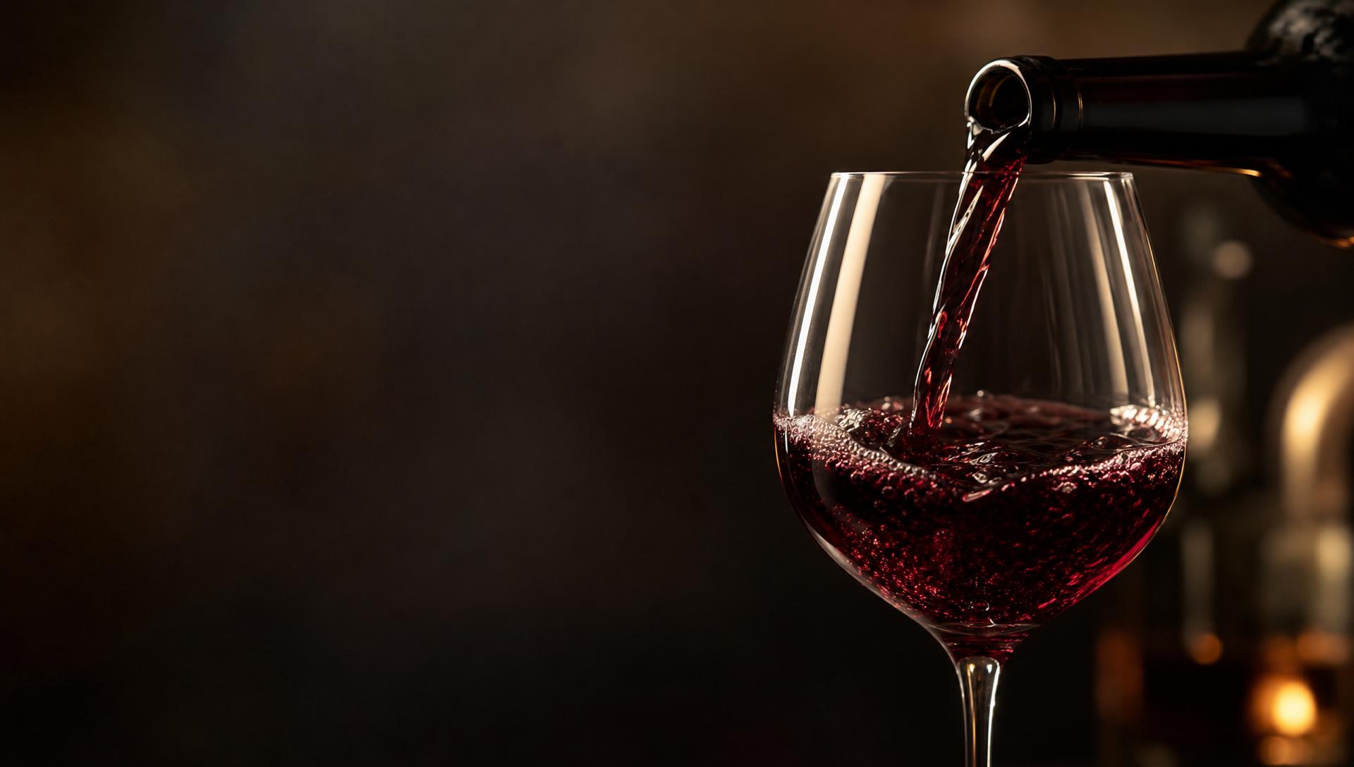 Taça de vinho tinto sendo servida